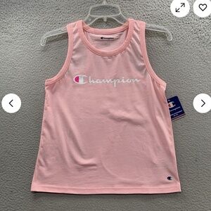 Champion Girls Pretty Pink White Logo Racerback Tank Top